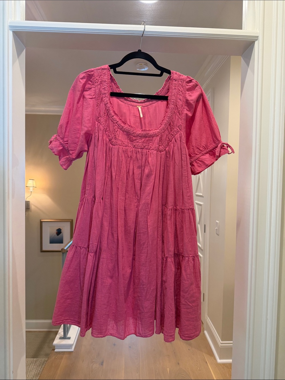 Free People Pink Tiered Scoop Neck Dress(bw)